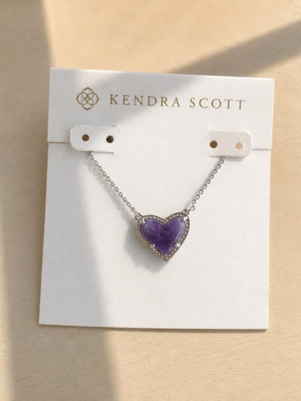 Kendra Scott Ari Heart Silver Amethyst Pendant Necklace